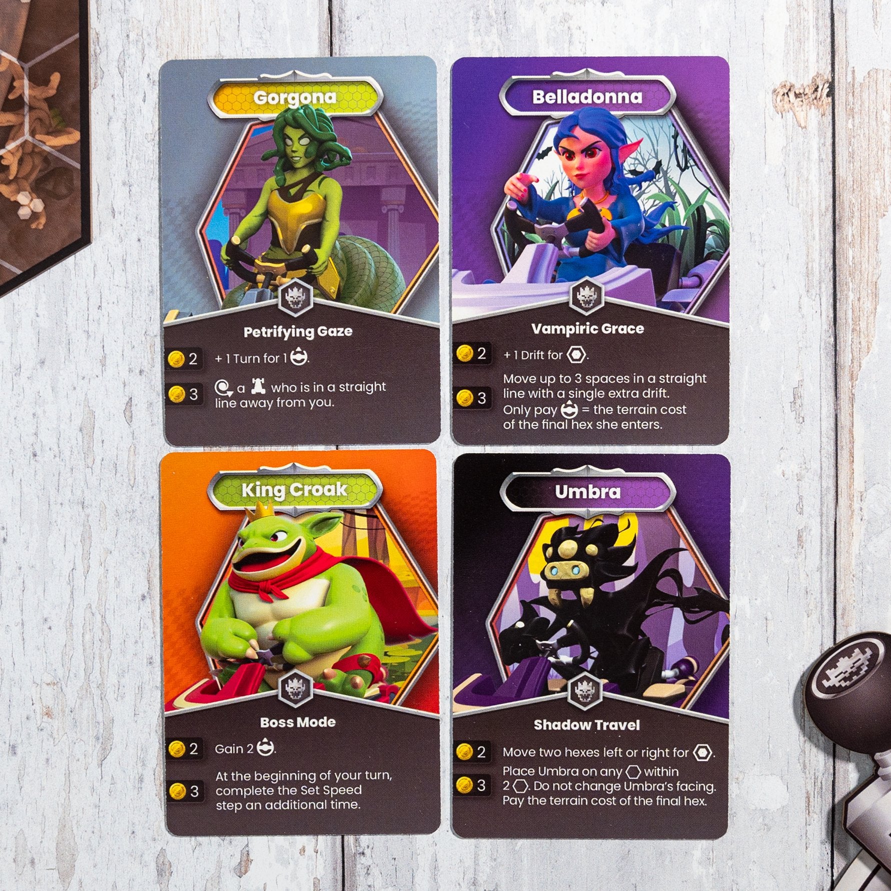 Boss Cards for Dungeon Kart on a white table